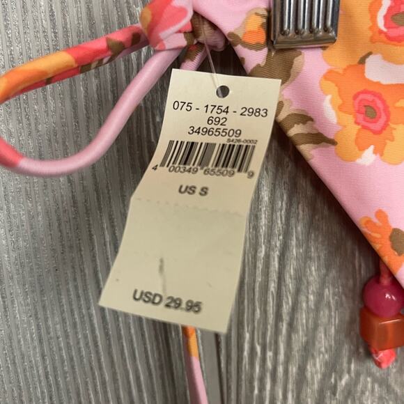 Aerie Printed Ruffle Tie Cheekier Bikini Bottom in Country Pink Size S NWT - Picture 12 of 12